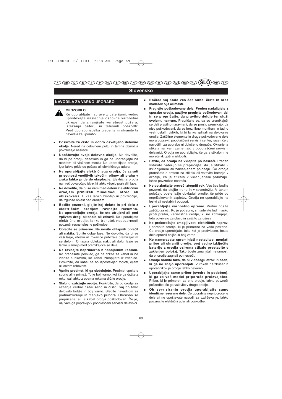 Slovensko | Ryobi CDI-1803M User Manual | Page 37 / 50