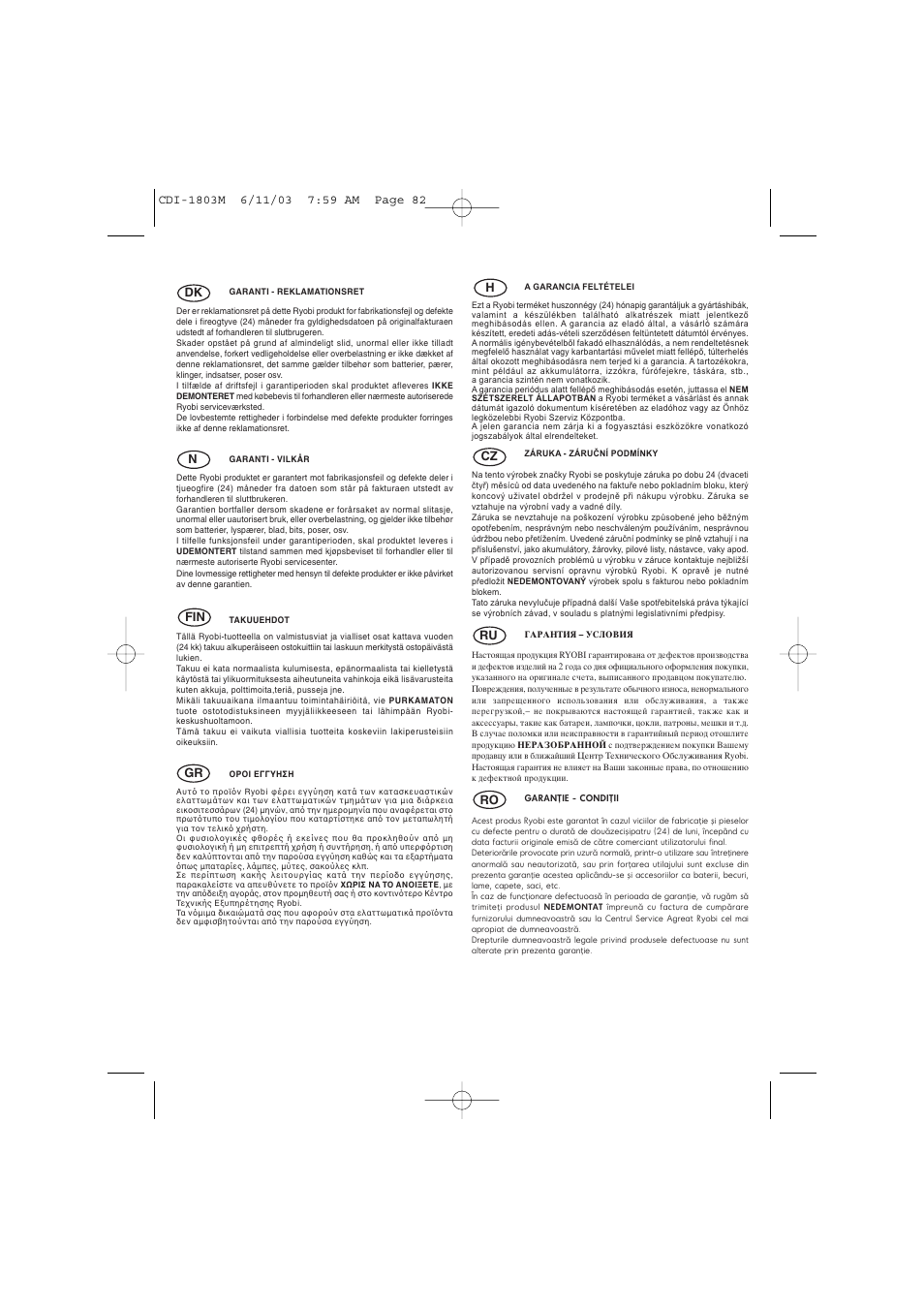 Ryobi CDI-1803M User Manual | Page 46 / 50