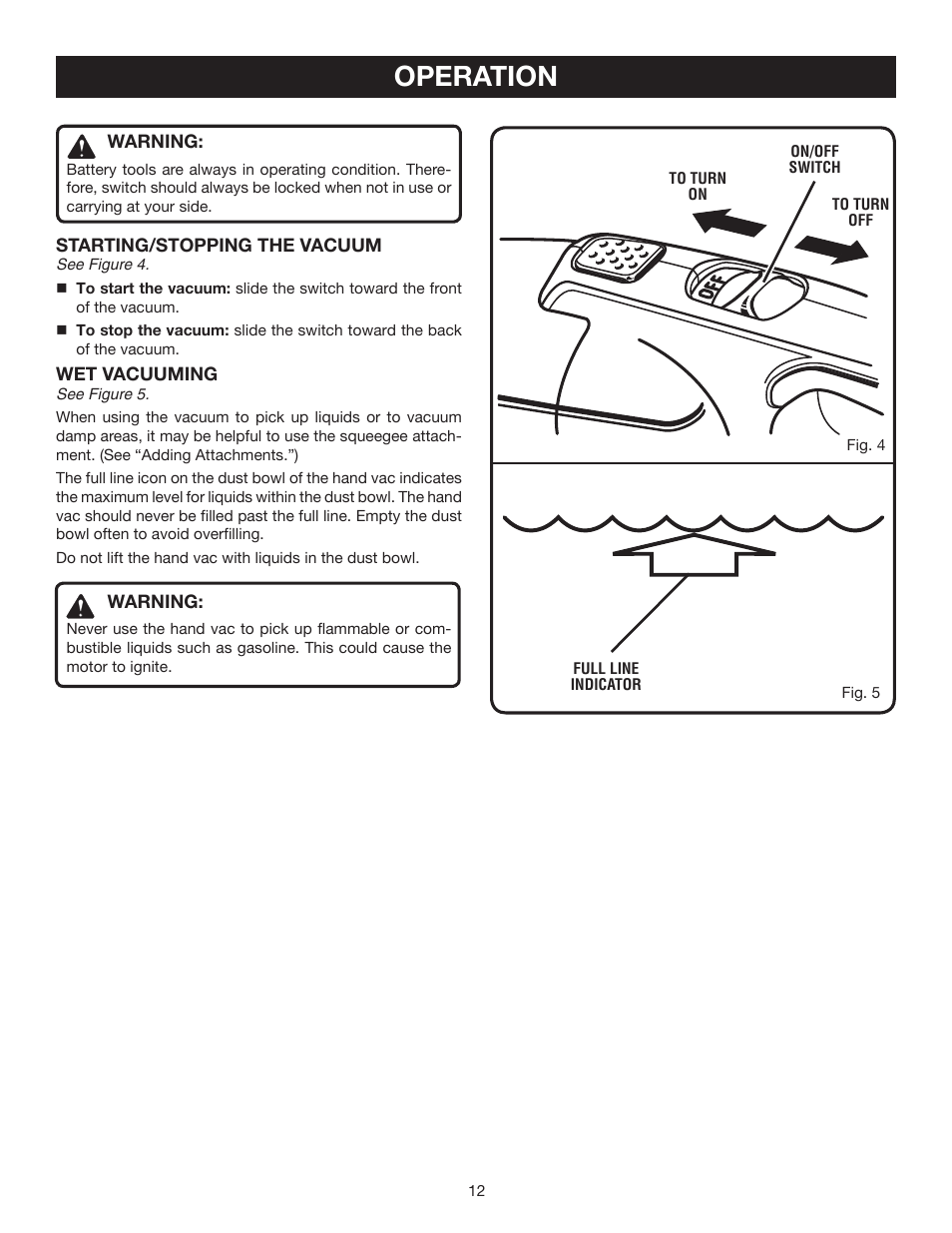 Operation | Ryobi P710 User Manual | Page 12 / 16