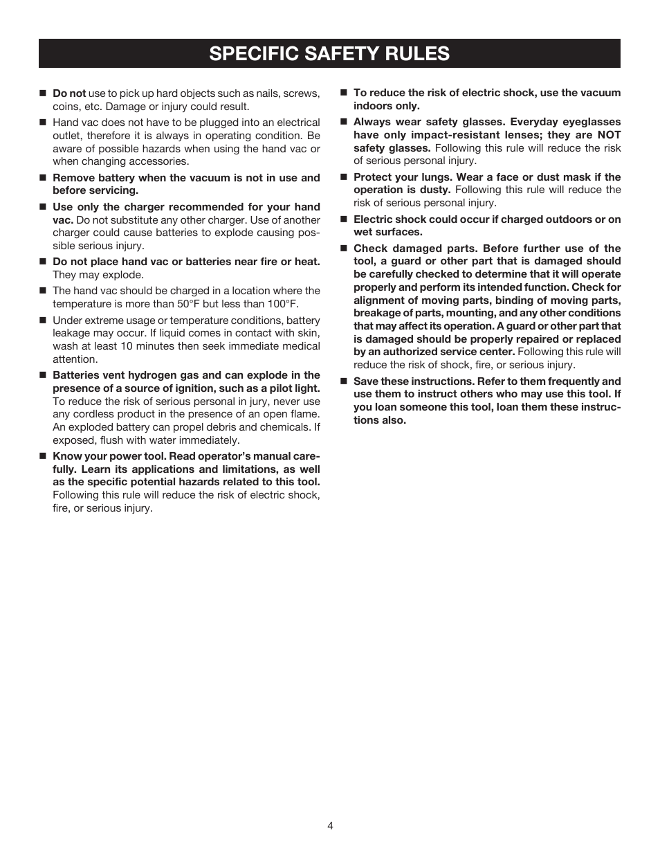 Specific safety rules | Ryobi P710 User Manual | Page 4 / 16