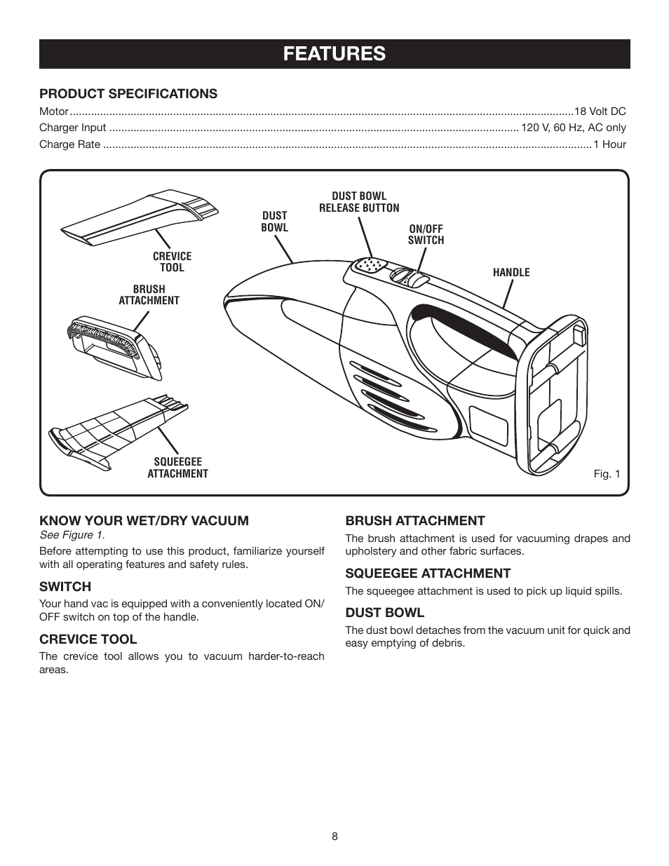 Features | Ryobi P710 User Manual | Page 8 / 16