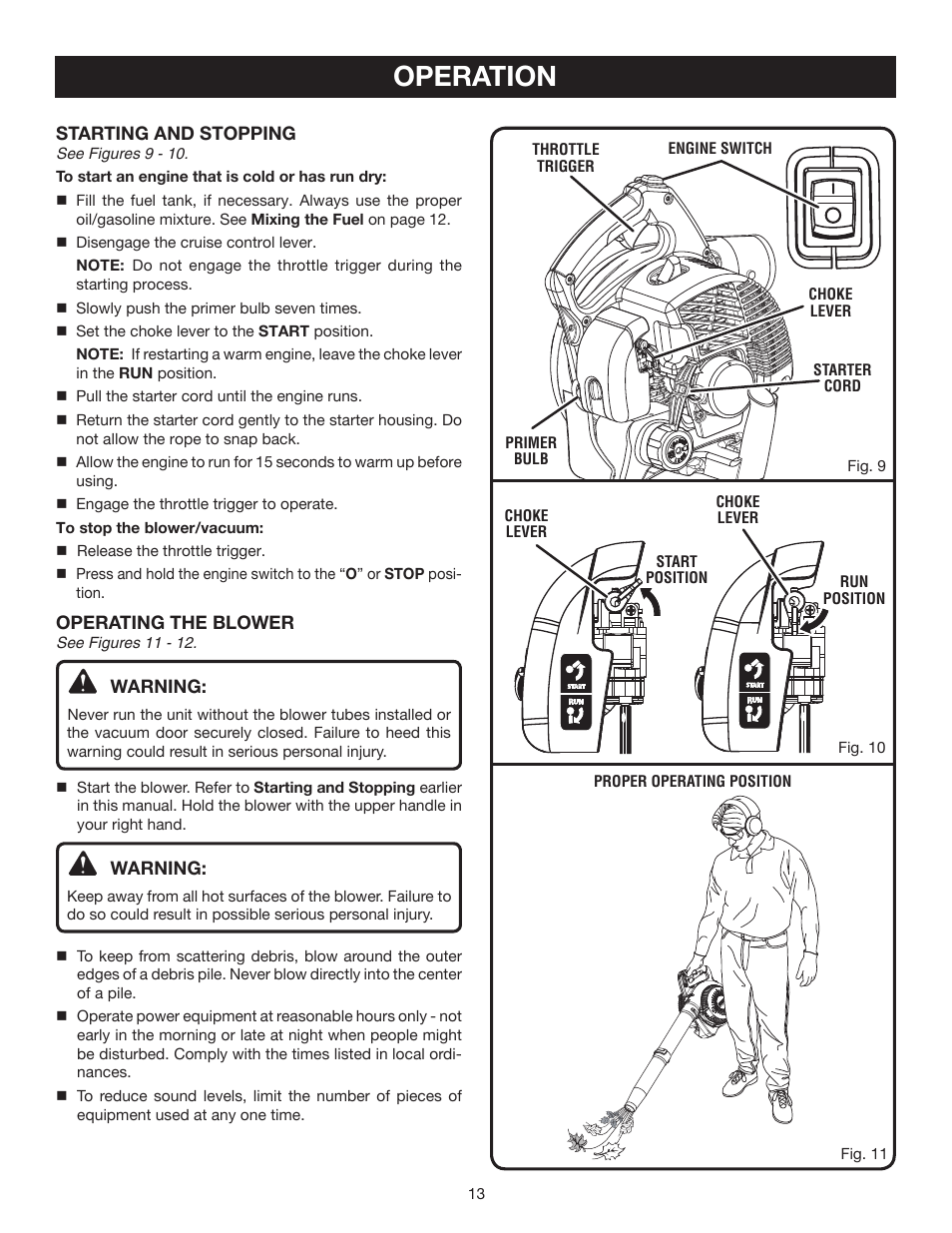 Operation | Ryobi RY09903 User Manual | Page 13 / 22