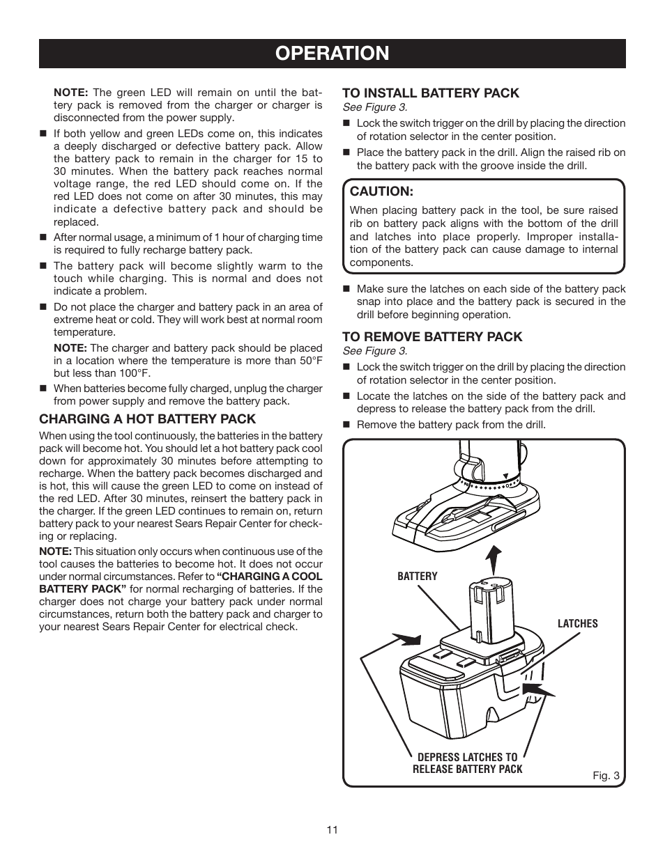 Operation | Ryobi P240 User Manual | Page 11 / 18