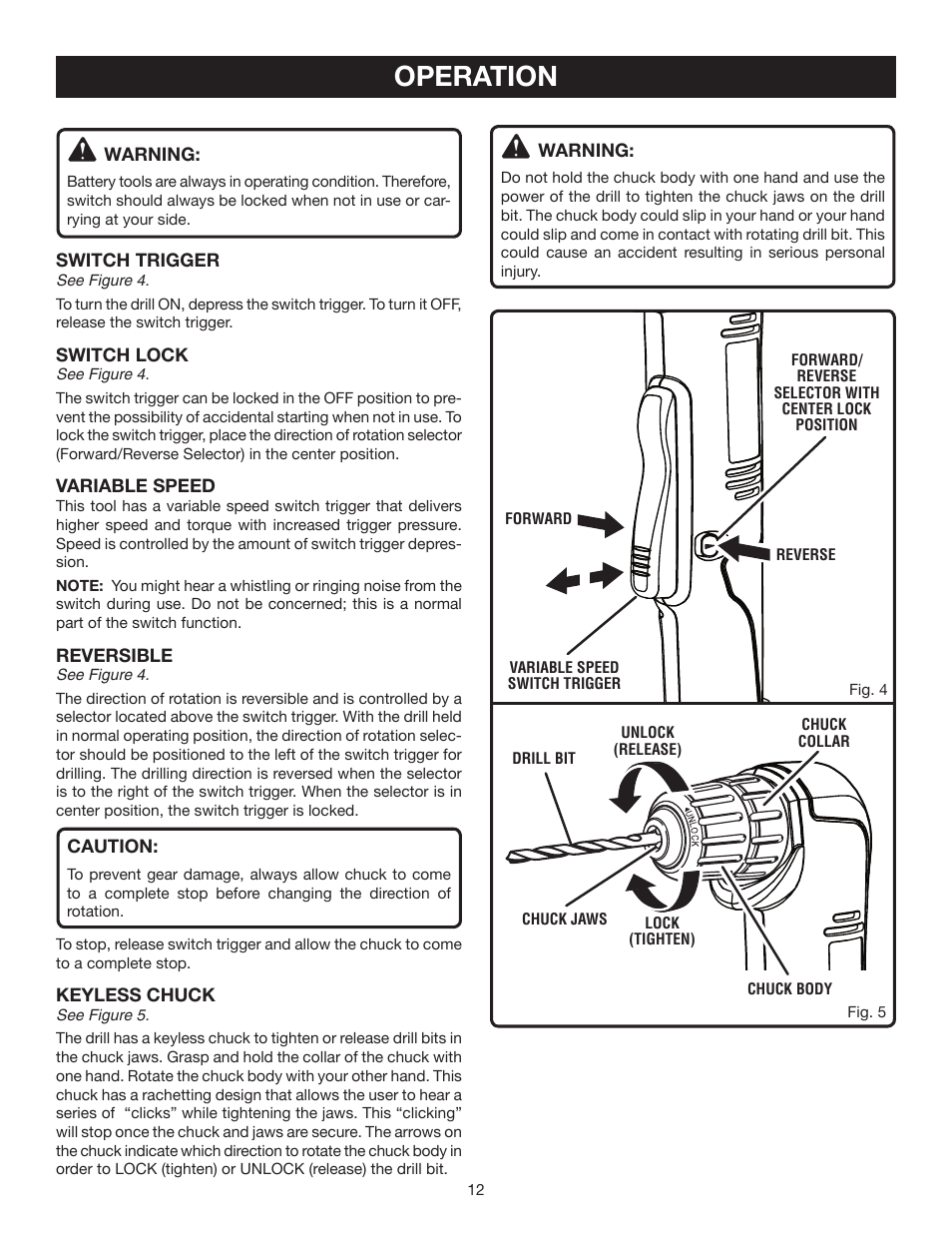 Operation | Ryobi P240 User Manual | Page 12 / 18