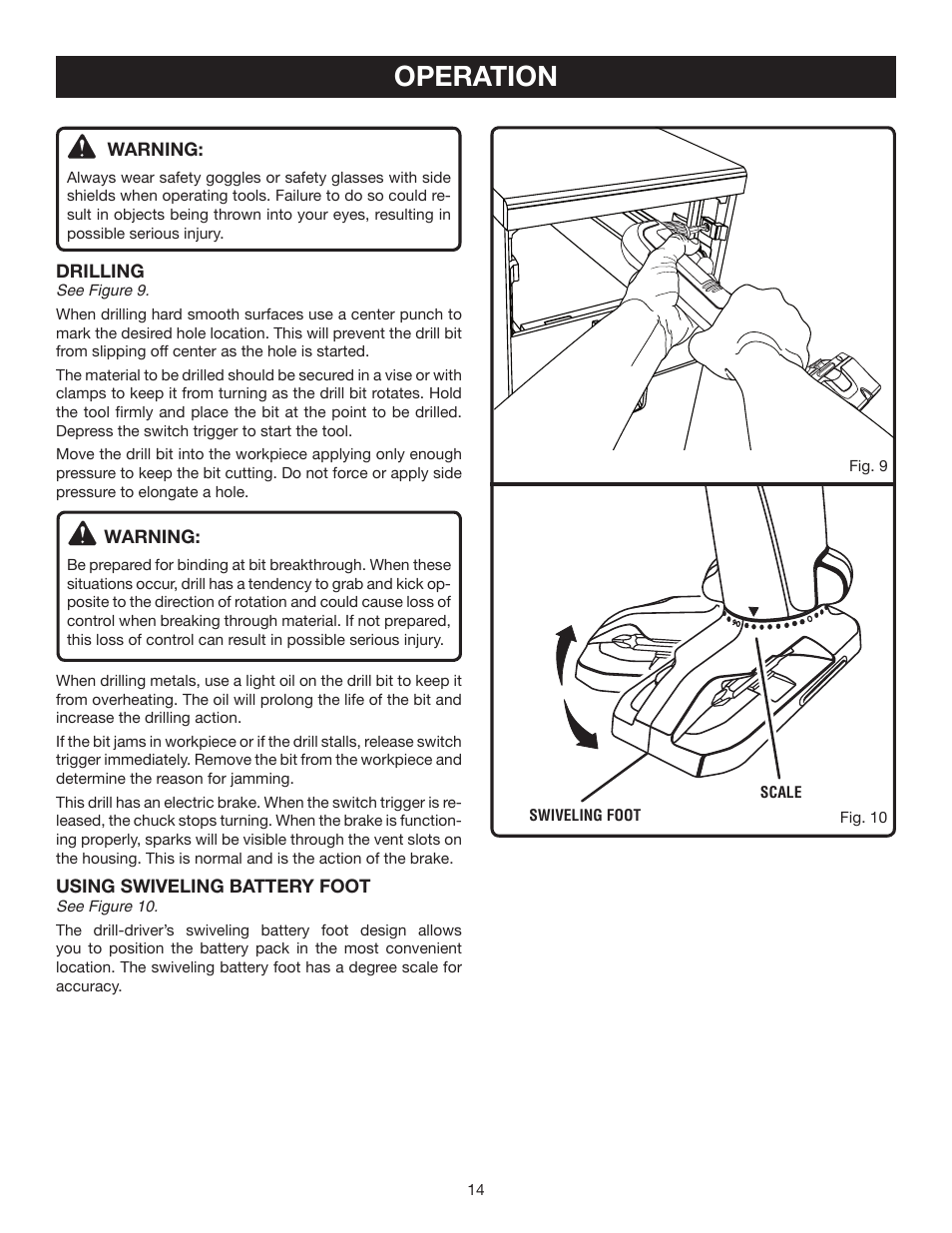 Operation | Ryobi P240 User Manual | Page 14 / 18