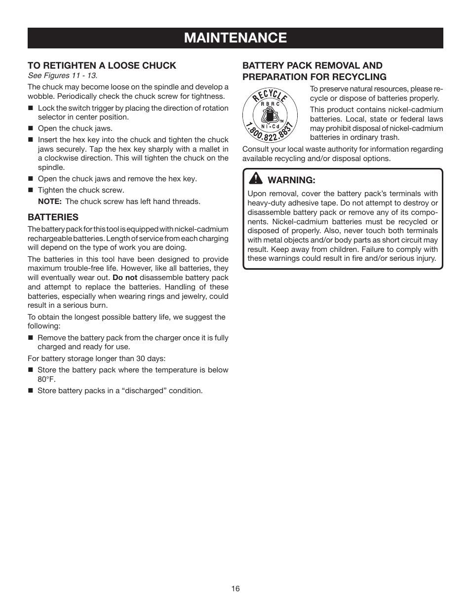 Maintenance | Ryobi P240 User Manual | Page 16 / 18