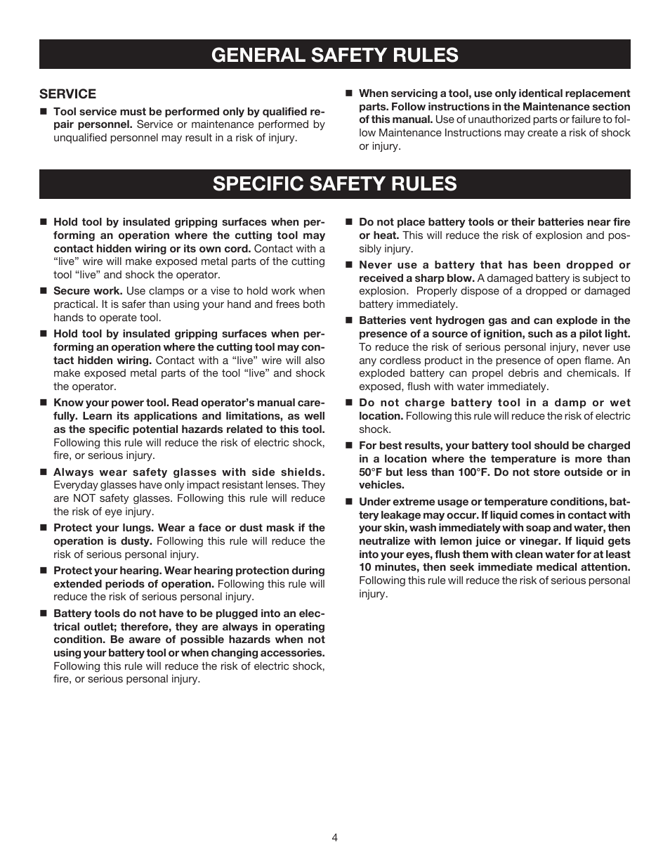 General safety rules specific safety rules | Ryobi P240 User Manual | Page 4 / 18
