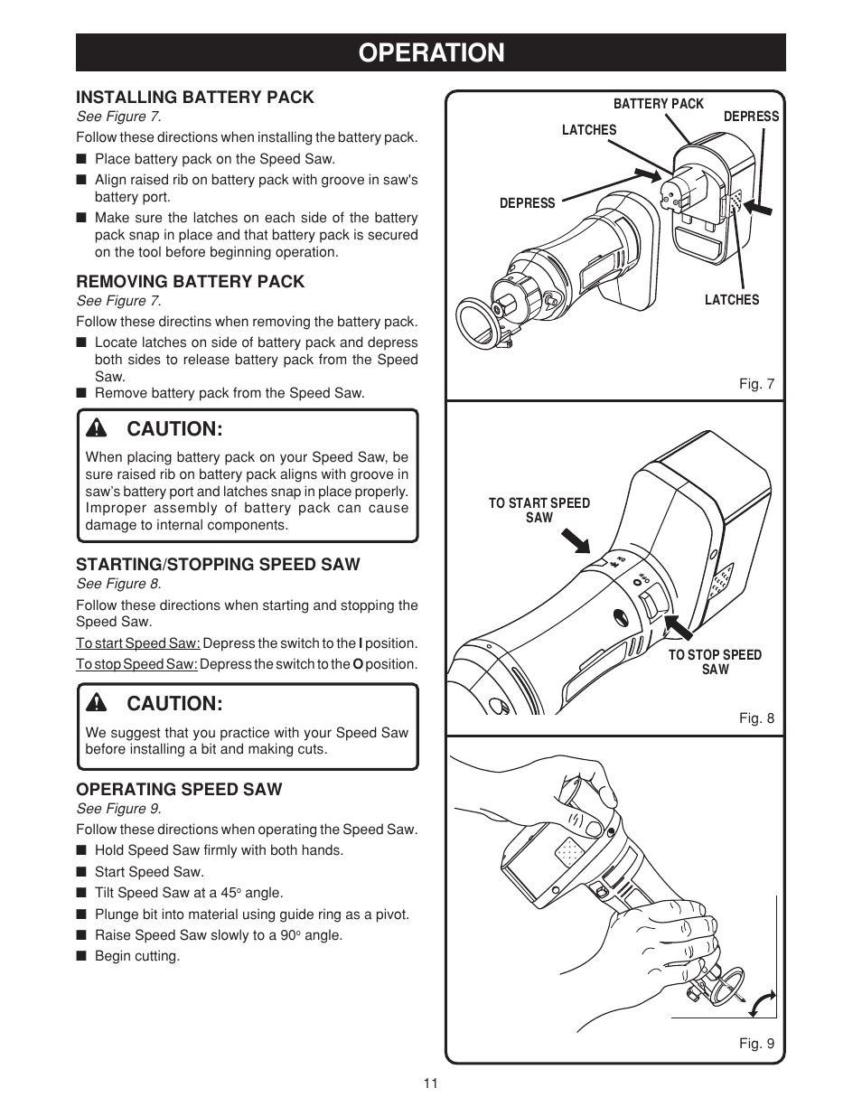 Operation, Caution | Ryobi SS180 User Manual | Page 11 / 16