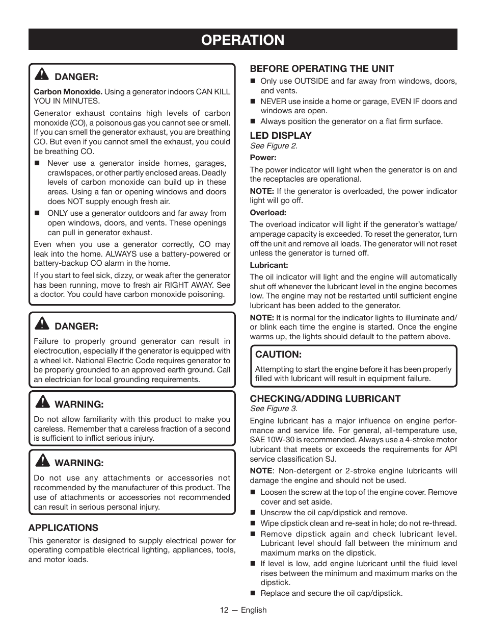 Operation | Ryobi RYI2000T User Manual | Page 16 / 64