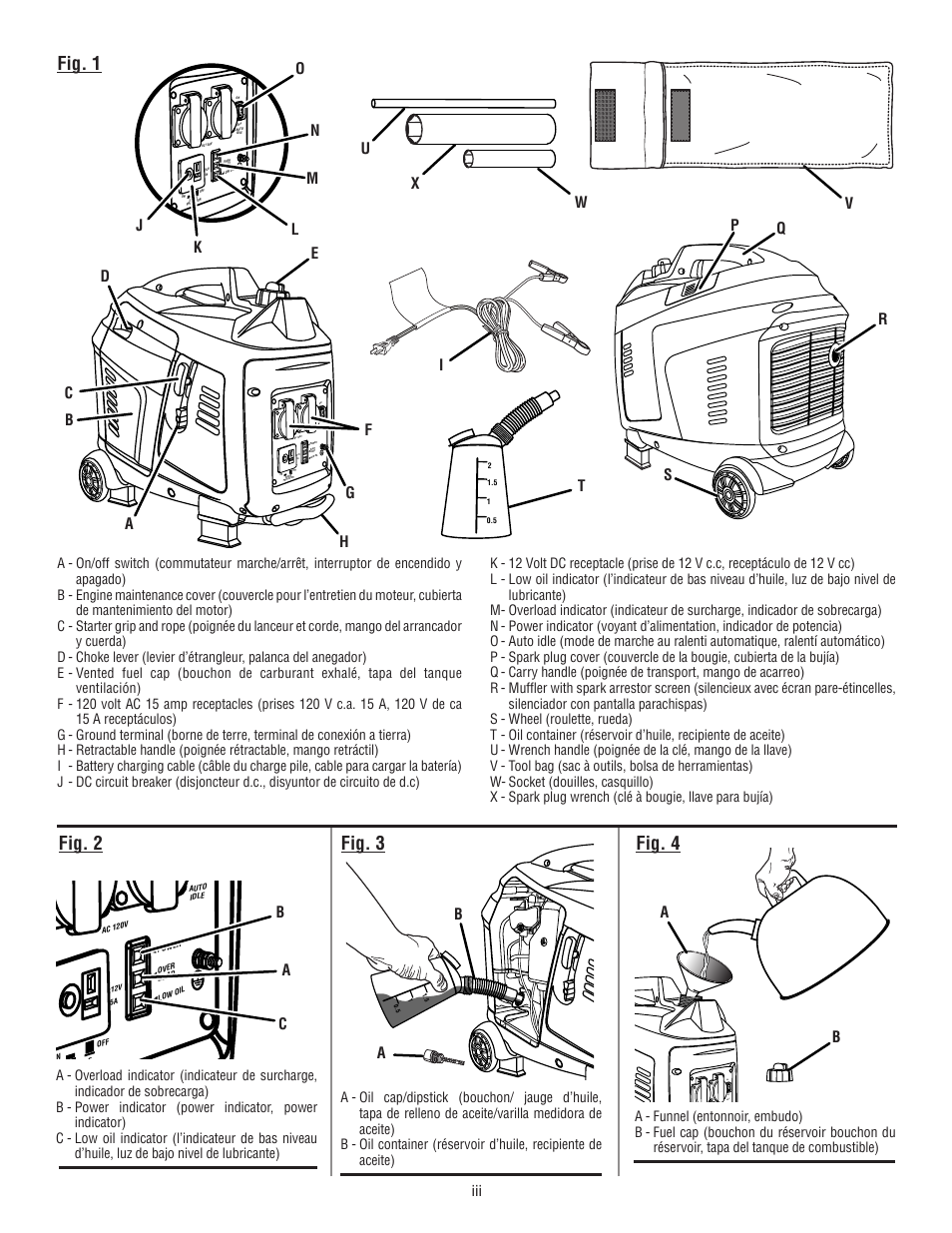 Fig. 1, Fig. 4 fig. 2 fig. 3 | Ryobi RYI2000T User Manual | Page 3 / 64