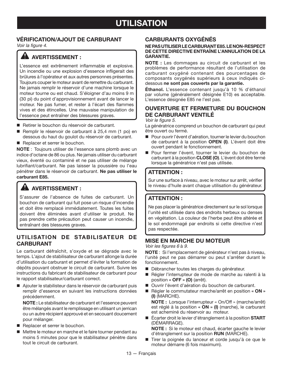 Utilisation | Ryobi RYI2000T User Manual | Page 36 / 64