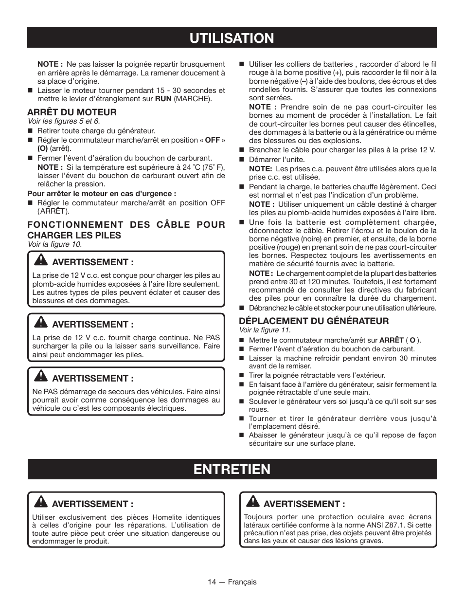 Utilisation, Entretien | Ryobi RYI2000T User Manual | Page 37 / 64