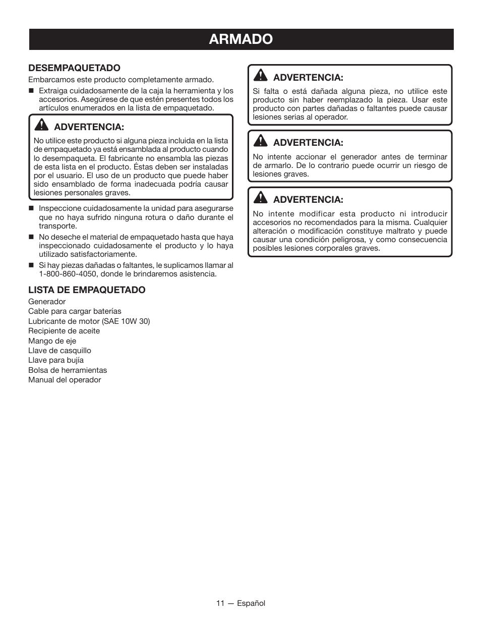 Armado | Ryobi RYI2000T User Manual | Page 53 / 64