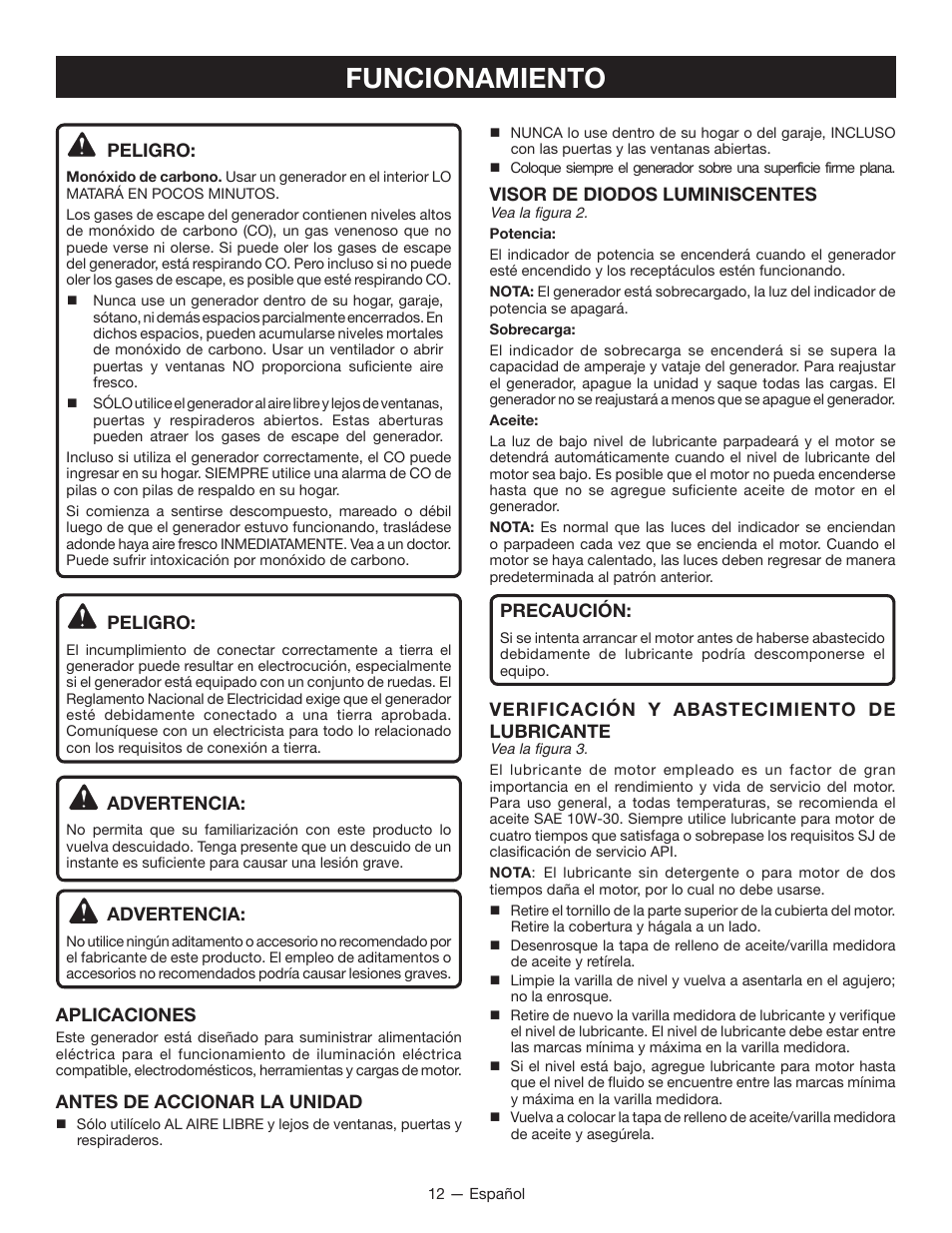 Funcionamiento | Ryobi RYI2000T User Manual | Page 54 / 64