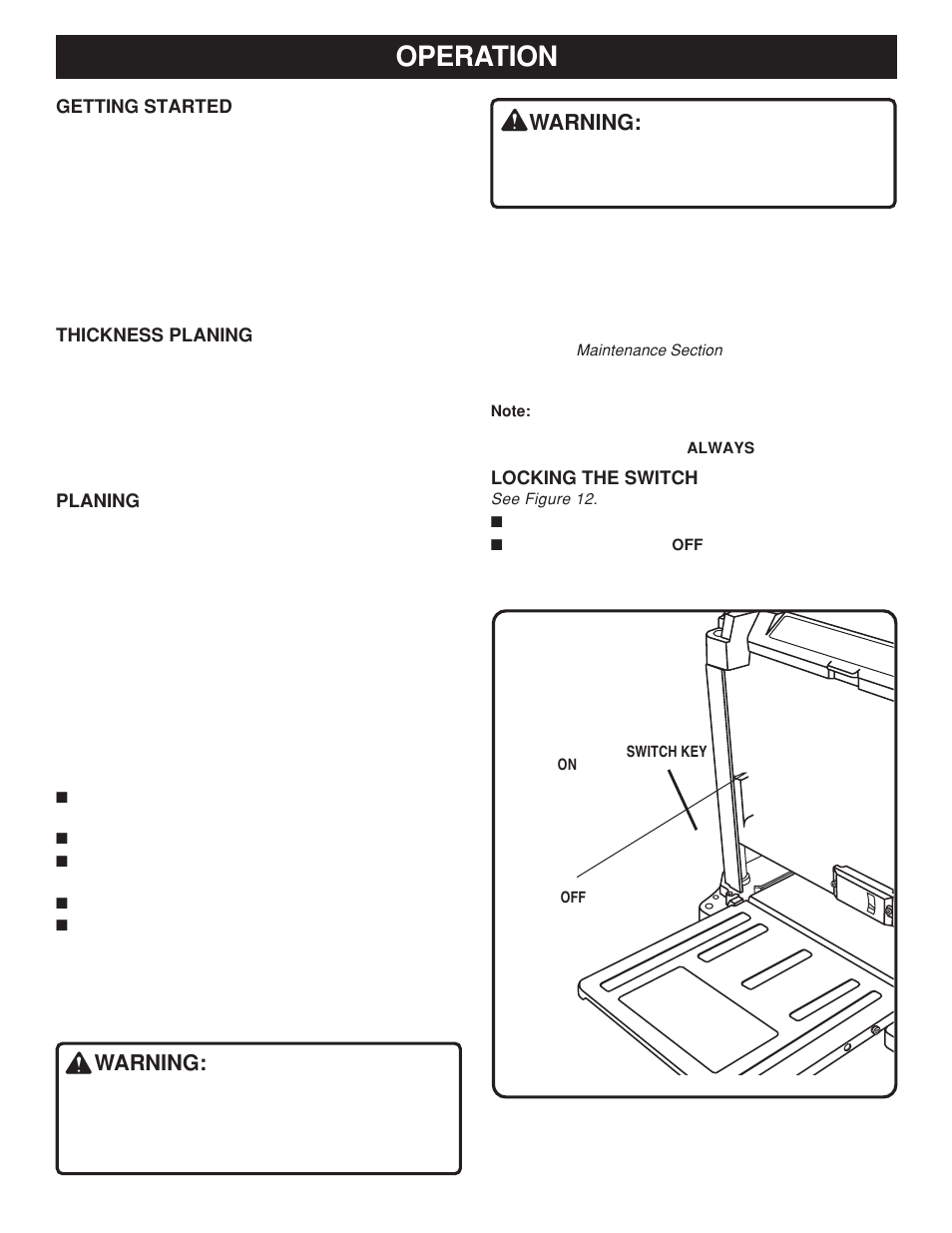 Operation, Warning | Ryobi AP1300 User Manual | Page 13 / 18