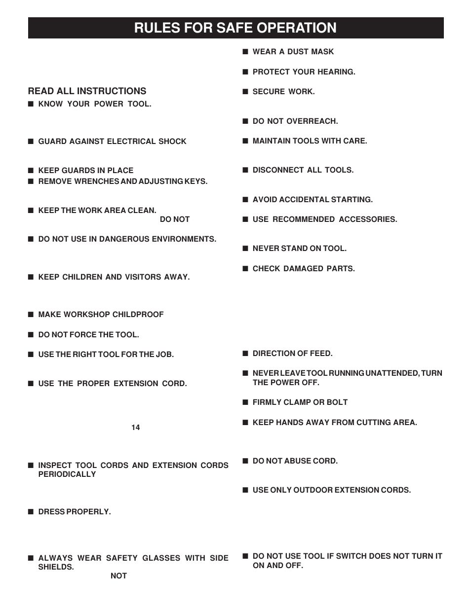 Rules for safe operation | Ryobi AP1300 User Manual | Page 3 / 18