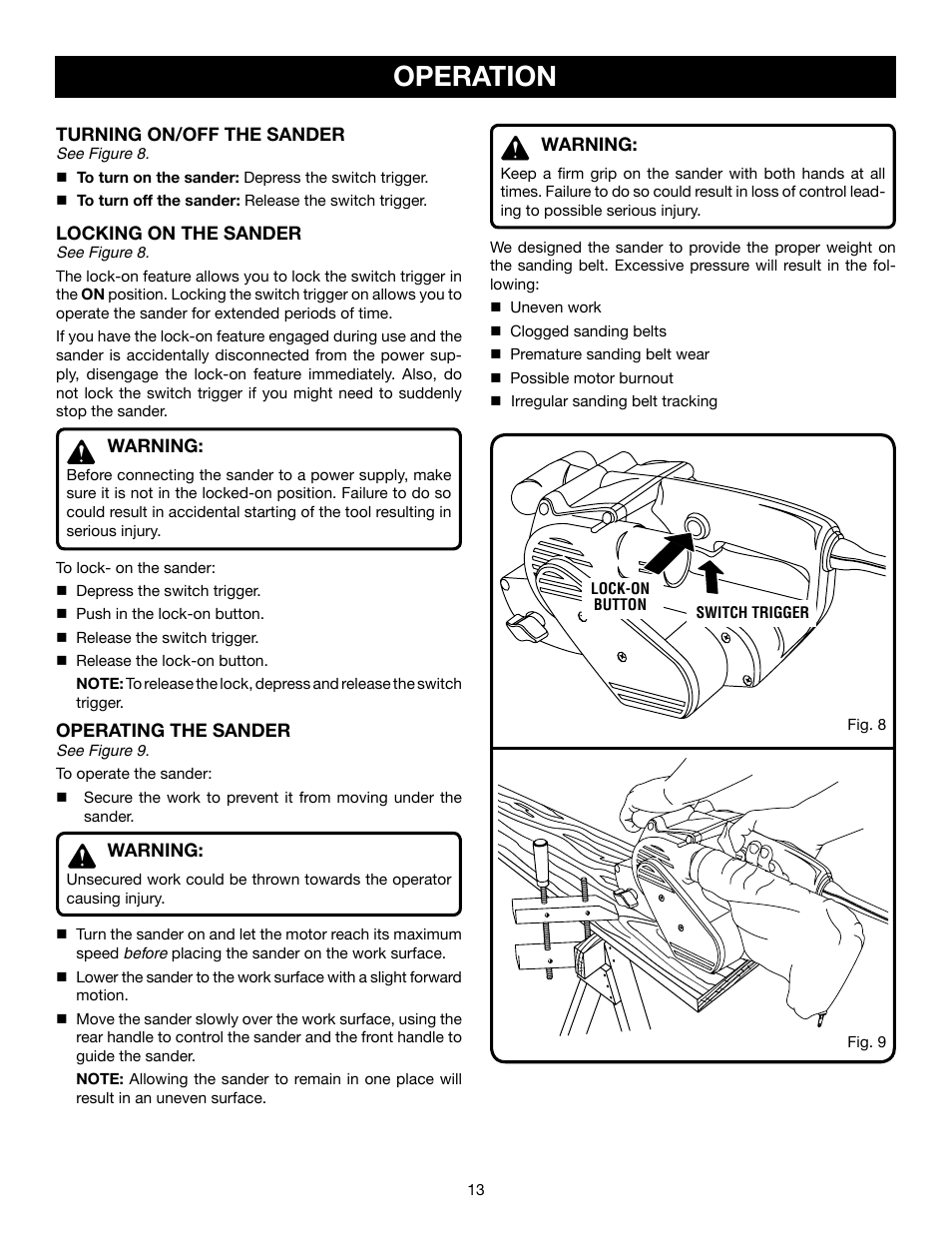 Operation | Ryobi BE318-2 User Manual | Page 13 / 16