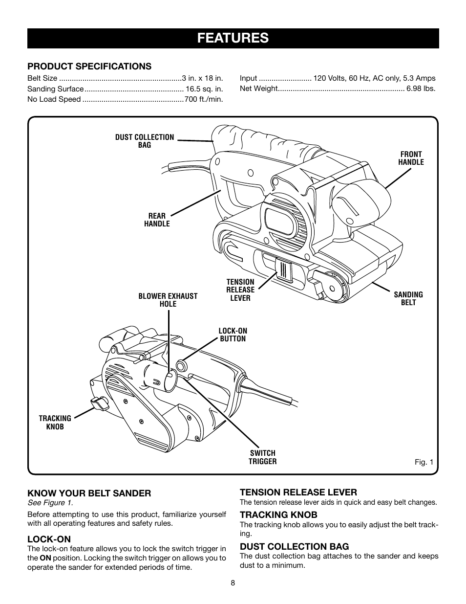 Features | Ryobi BE318-2 User Manual | Page 8 / 16