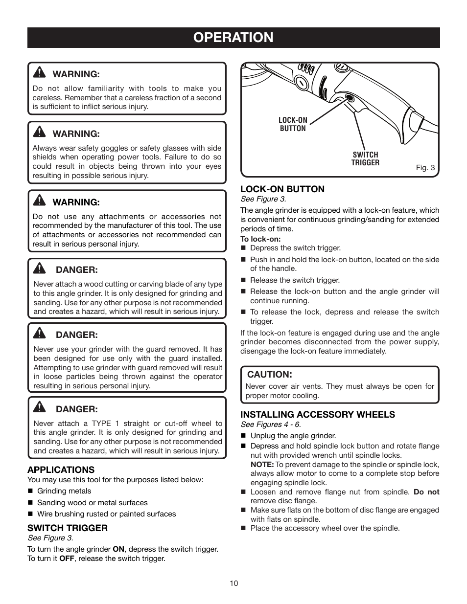 Operation | Ryobi AG452 User Manual | Page 10 / 16