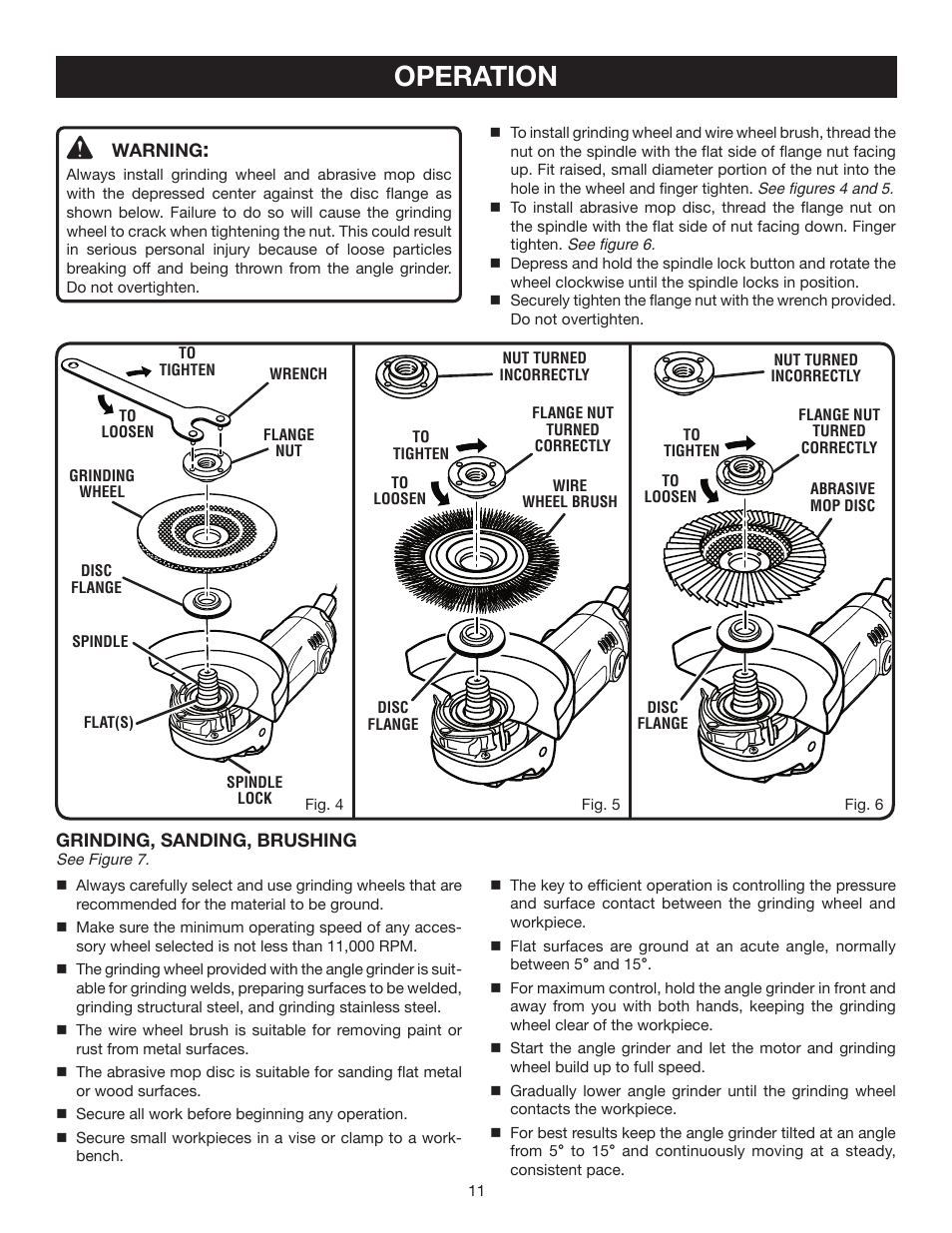 Operation | Ryobi AG452 User Manual | Page 11 / 16