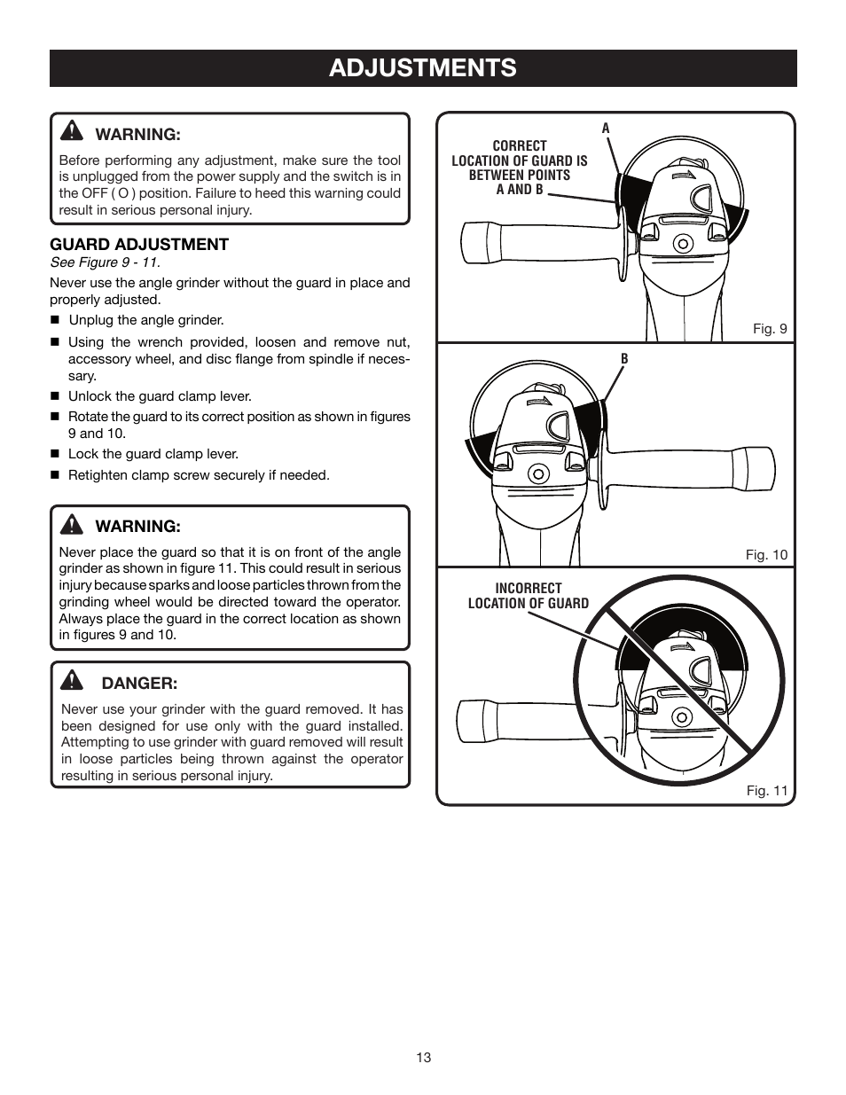 Adjustments | Ryobi AG452 User Manual | Page 13 / 16