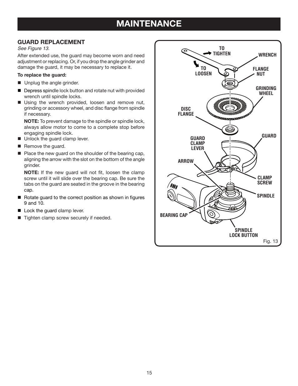 Maintenance | Ryobi AG452 User Manual | Page 15 / 16