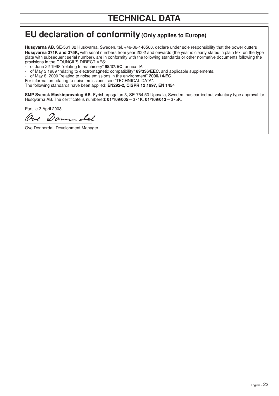 Eu declaration of conformity, Technical data | Ryobi Drill Press User Manual | Page 23 / 25