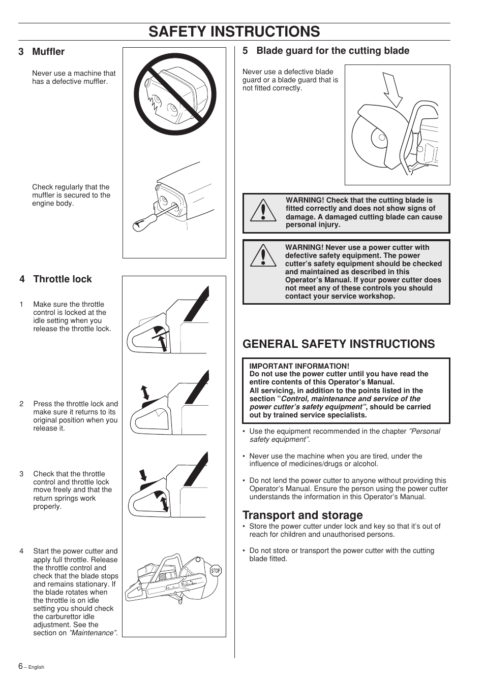 Safety instructions, General safety instructions, Transport and storage | Ryobi Drill Press User Manual | Page 6 / 25