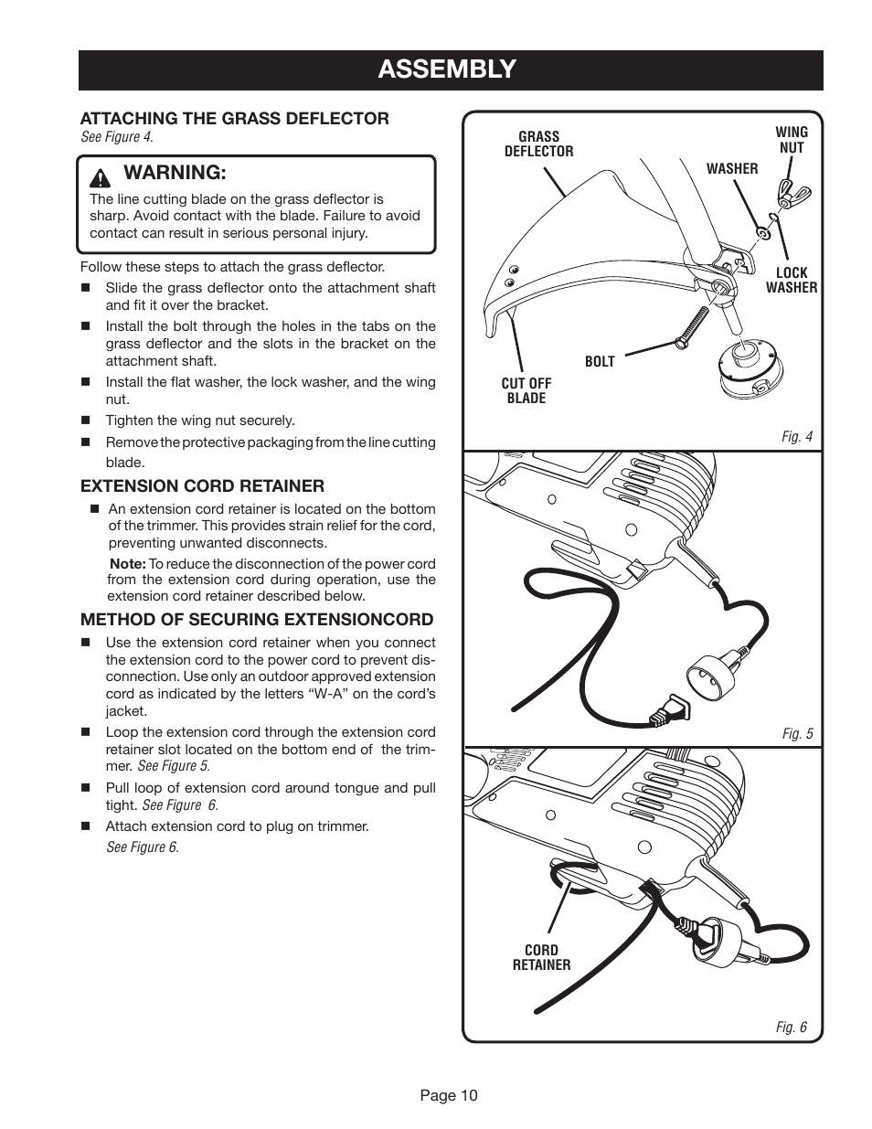 Assembly, Warning | Ryobi RY41002A User Manual | Page 10 / 18