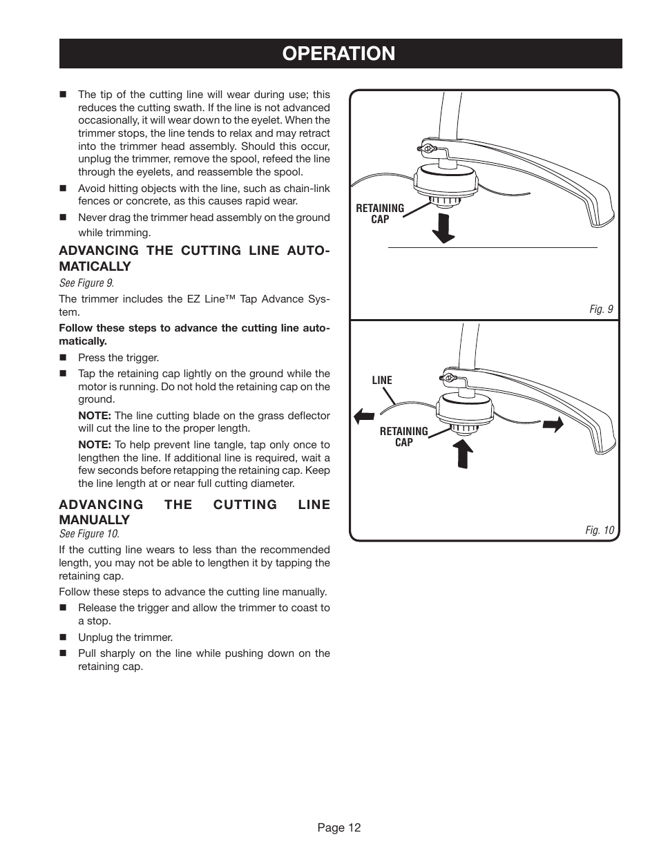 Operation | Ryobi RY41002A User Manual | Page 12 / 18
