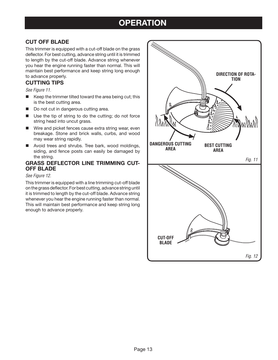 Operation | Ryobi RY41002A User Manual | Page 13 / 18