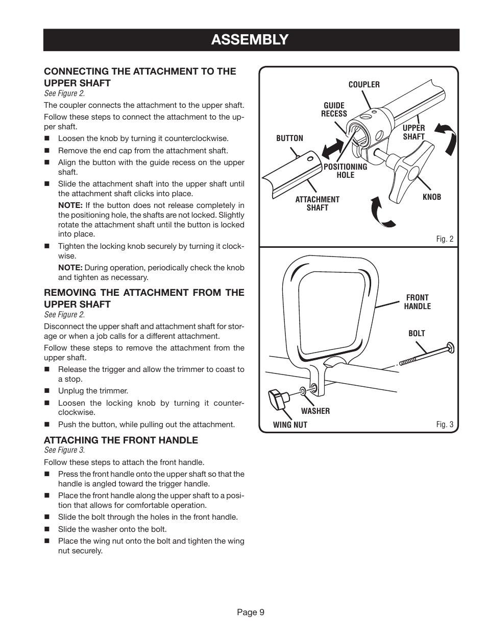 Assembly | Ryobi RY41002A User Manual | Page 9 / 18