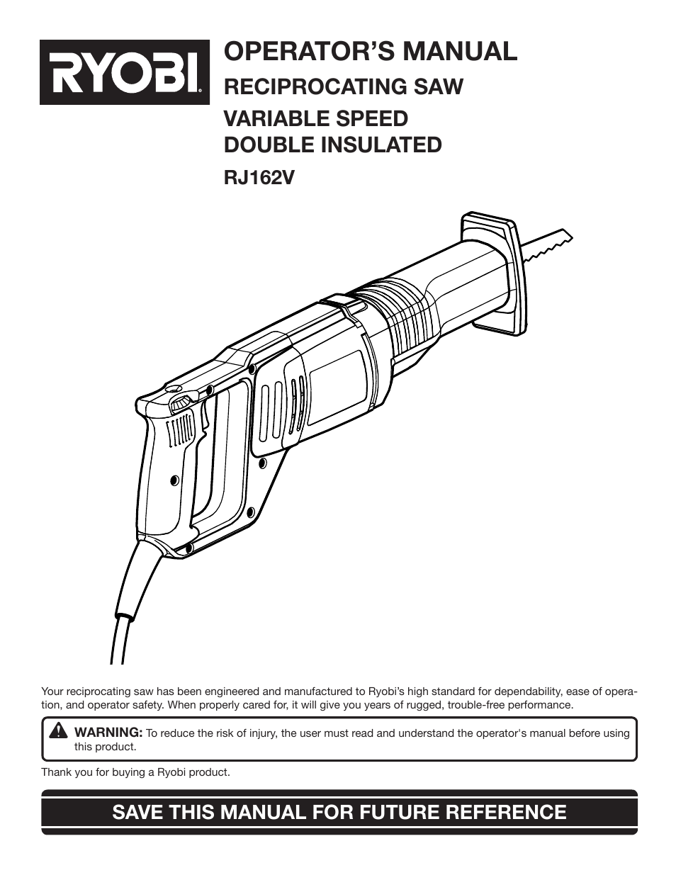 Ryobi RJ162V User Manual | 14 pages