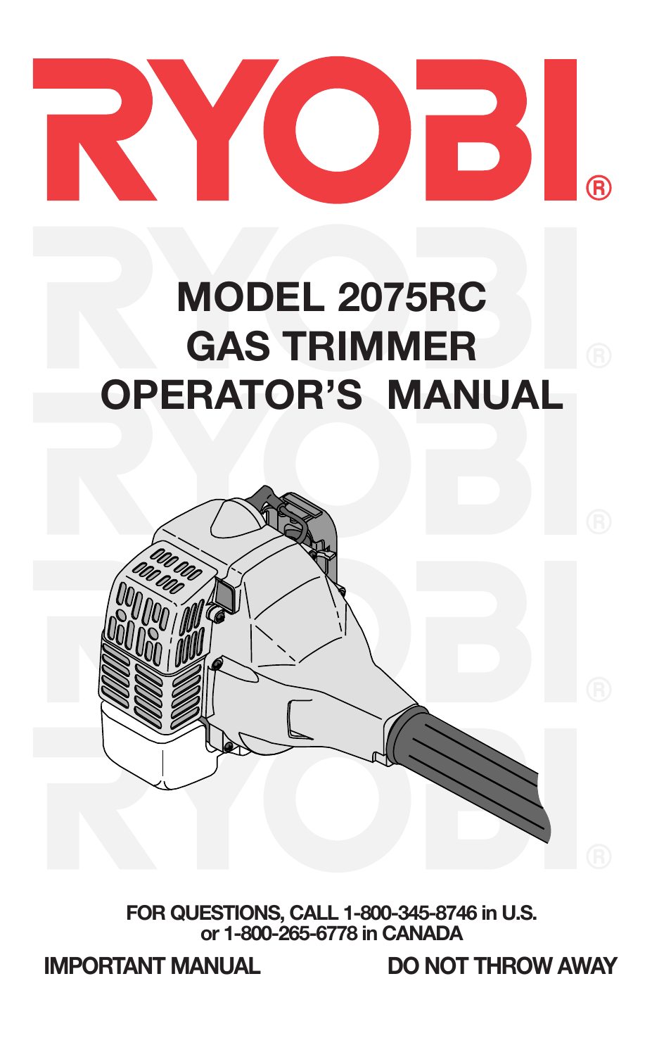 Ryobi 2075RC User Manual | 20 pages