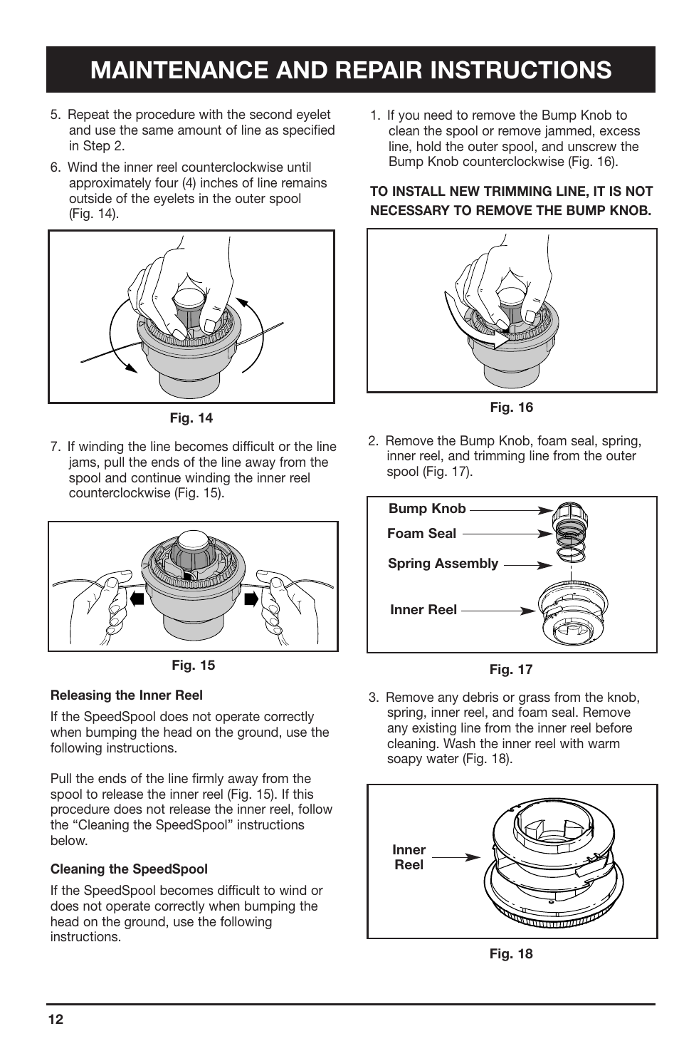 Maintenance and repair instructions | Ryobi 2075RC User Manual | Page 12 / 20