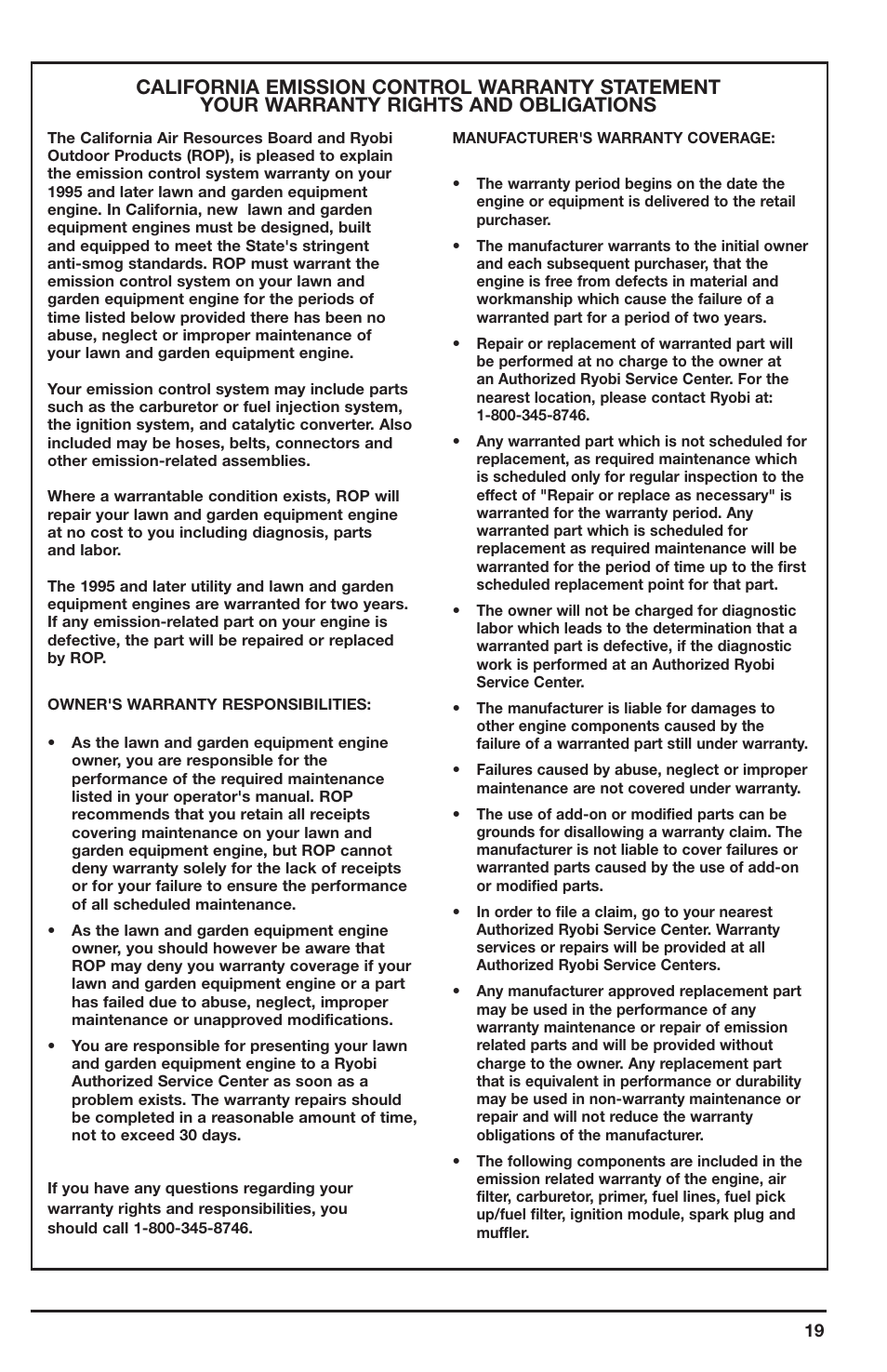 Ryobi 2075RC User Manual | Page 19 / 20