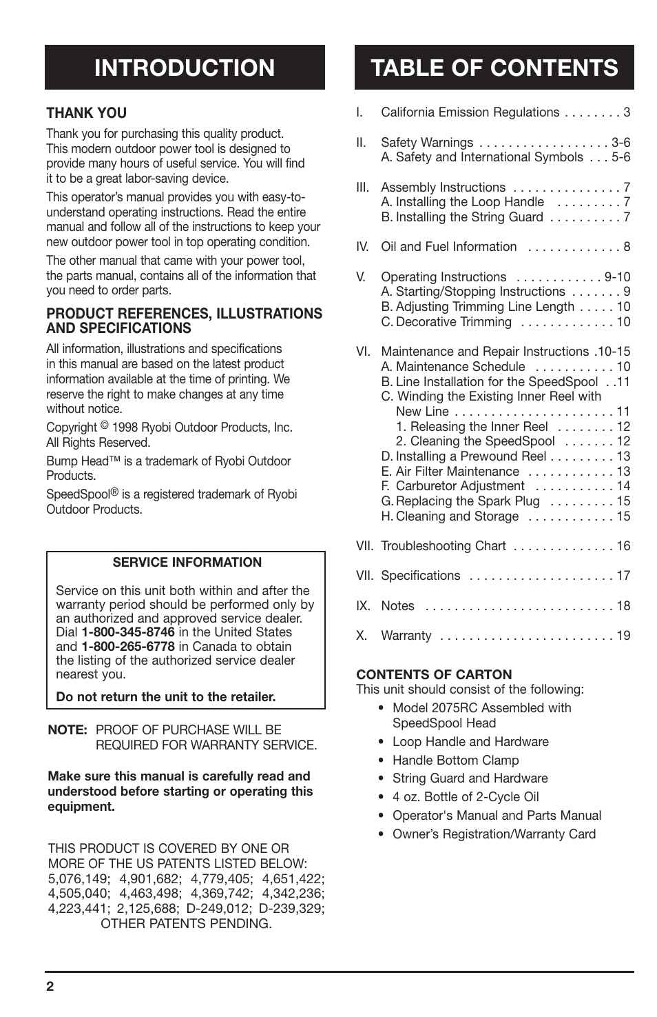 Ryobi 2075RC User Manual | Page 2 / 20