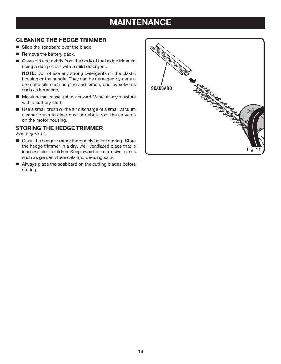 Maintenance | Ryobi P2601 User Manual | Page 14 / 16