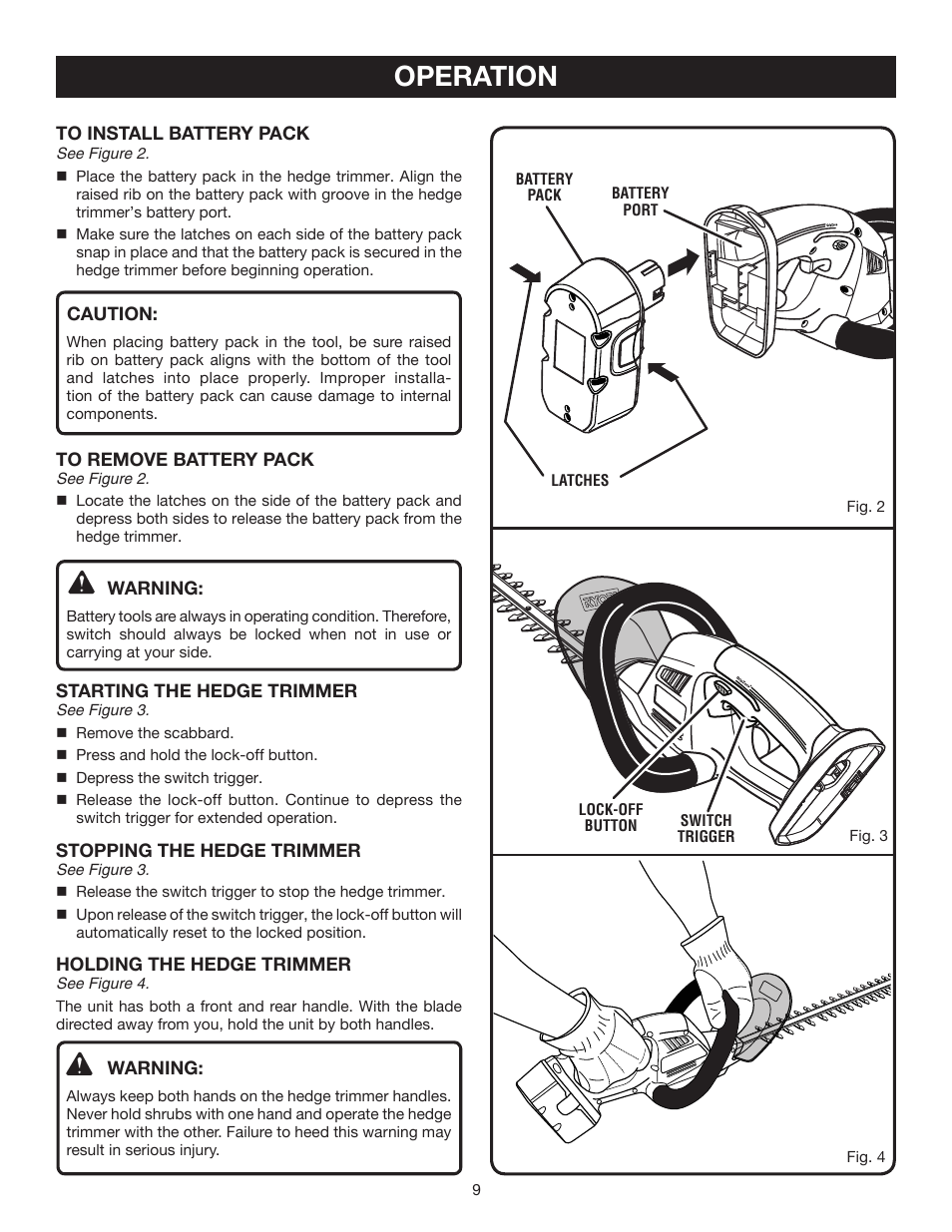 Operation | Ryobi P2601 User Manual | Page 9 / 16