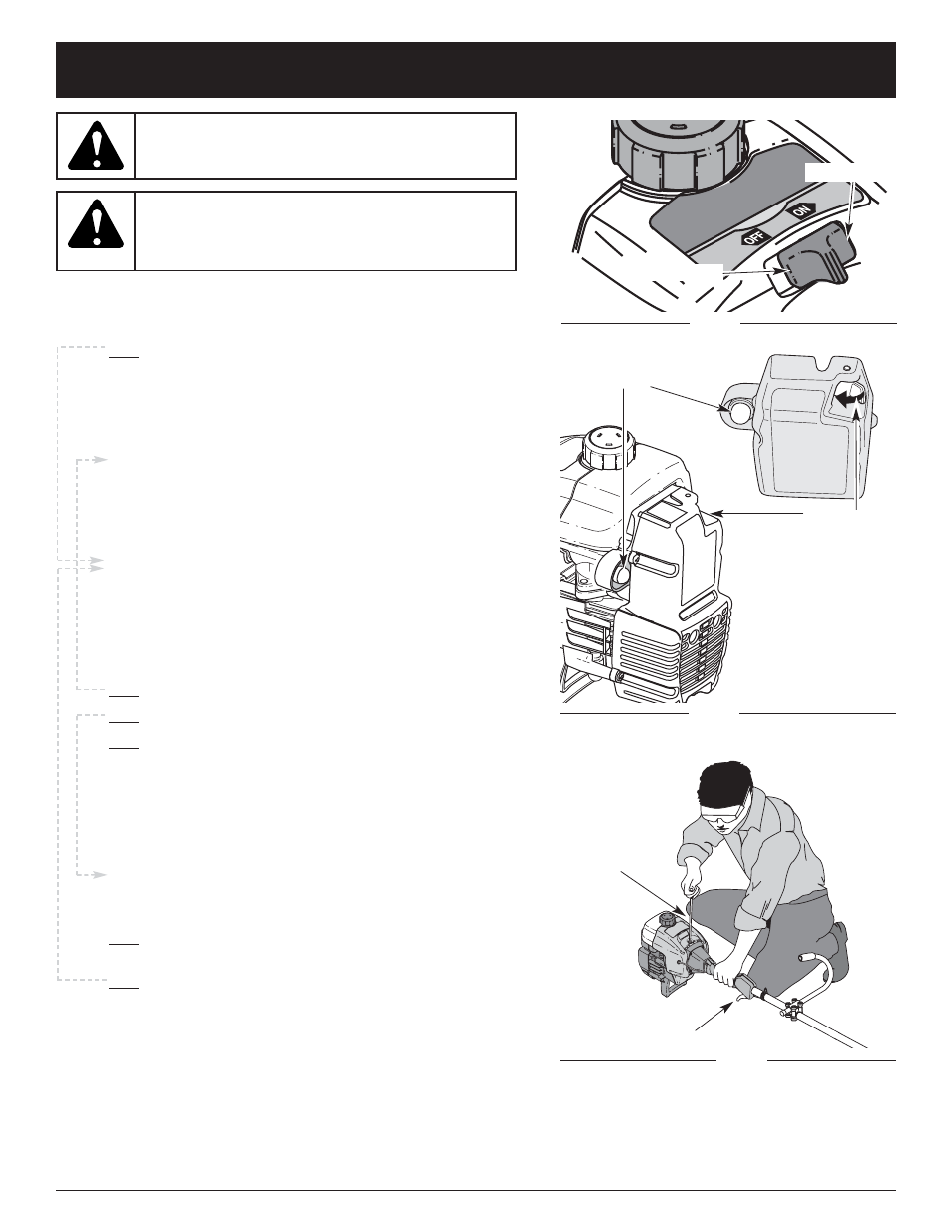 Starting/stopping instructions, Starting instructions, Stopping instructions | Ryobi 767rj User Manual | Page 10 / 72