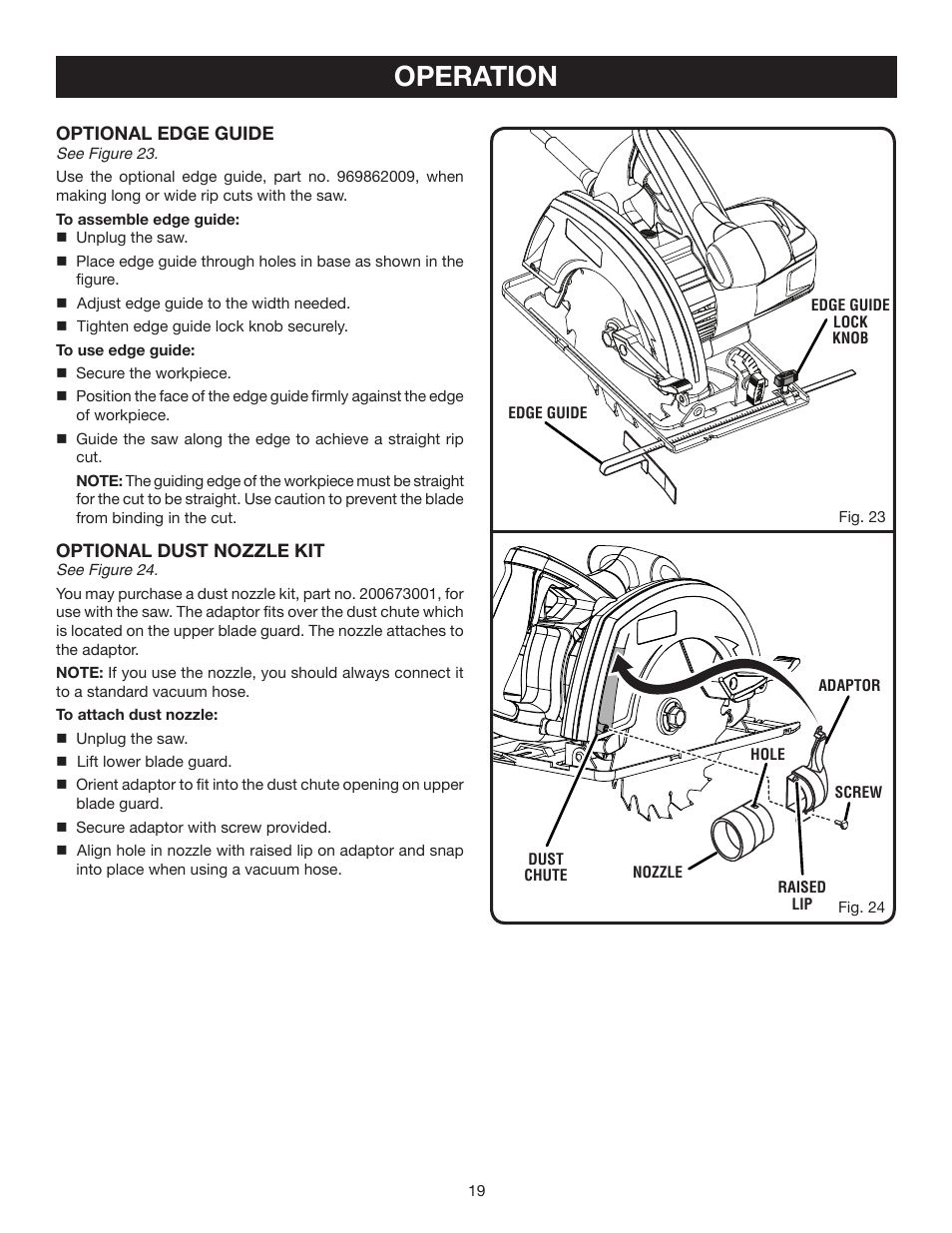 Operation | Ryobi CSB123 User Manual | Page 19 / 22