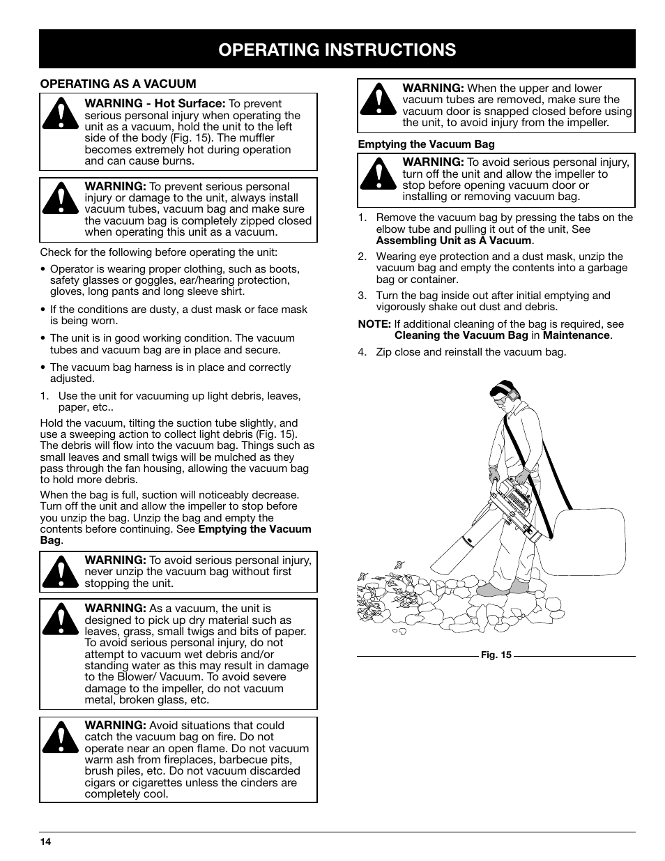 Operating instructions | Ryobi 330B User Manual | Page 14 / 22