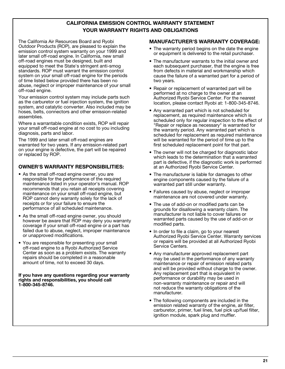 Ryobi 330B User Manual | Page 21 / 22