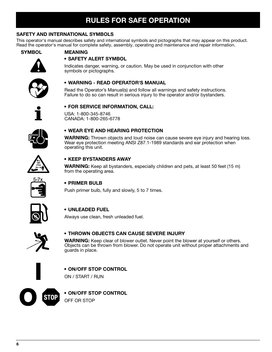 Rules for safe operation | Ryobi 330B User Manual | Page 6 / 22