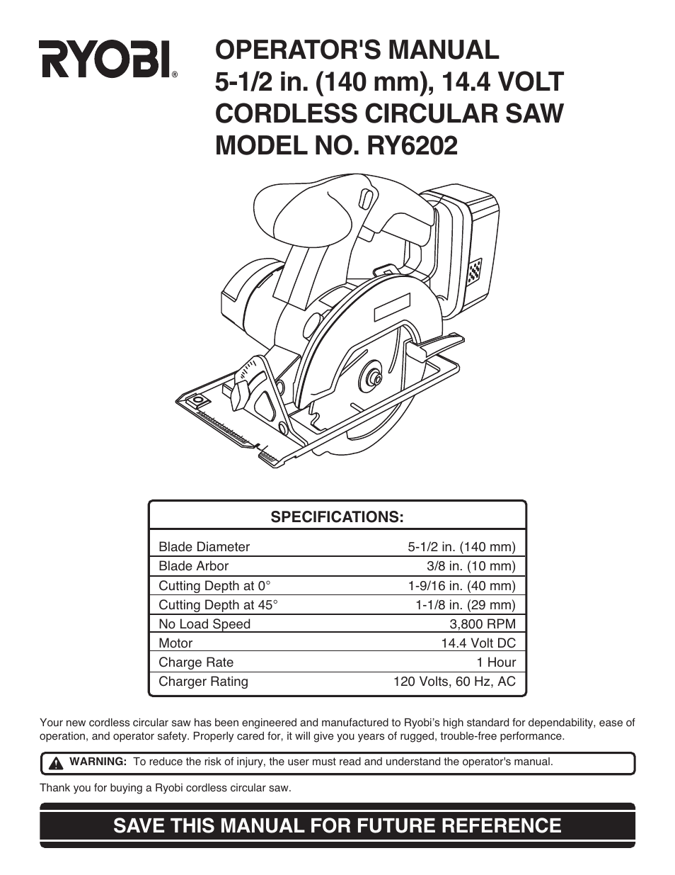 Ryobi RY6202 User Manual | 20 pages