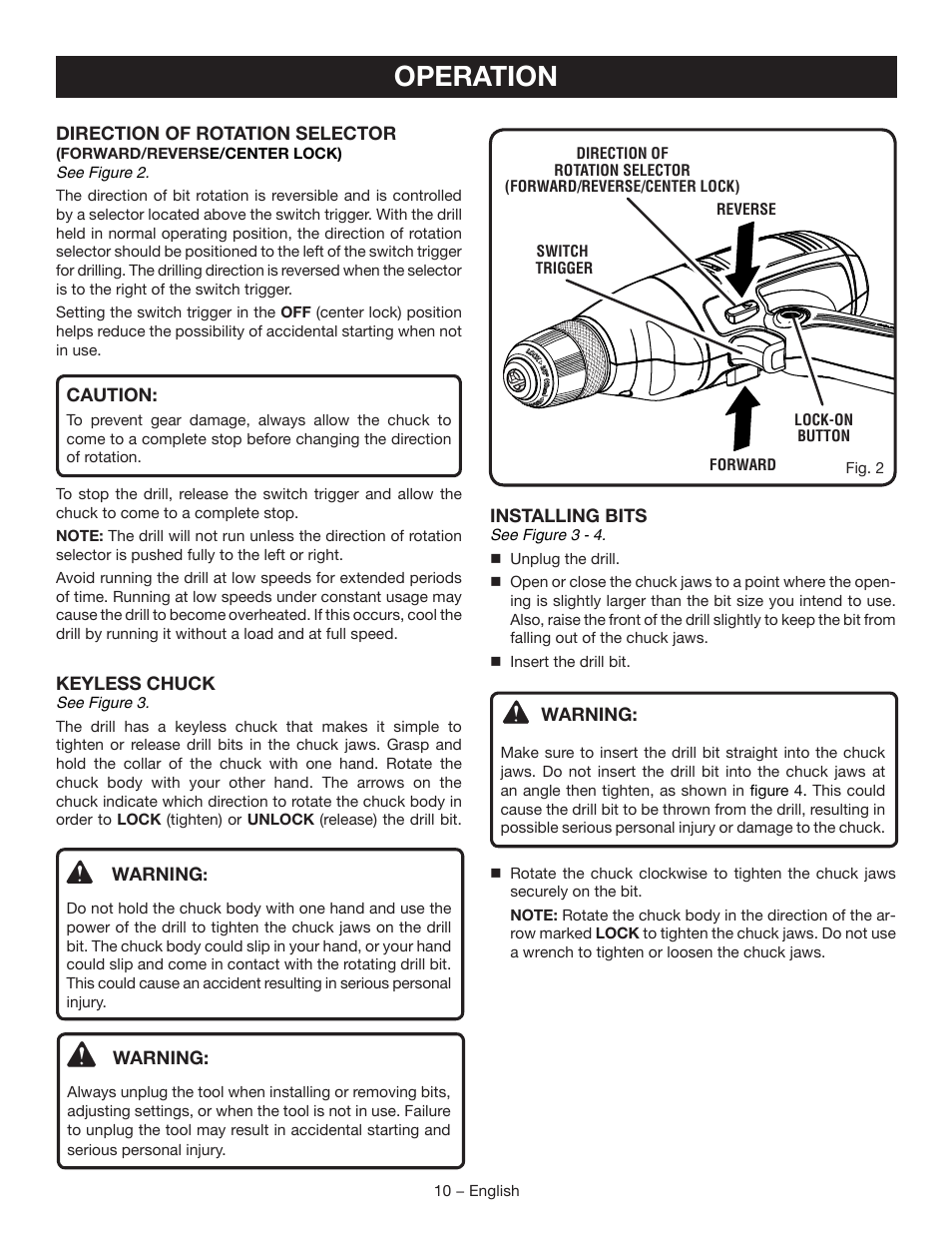 Operation | Ryobi D41K User Manual | Page 10 / 16