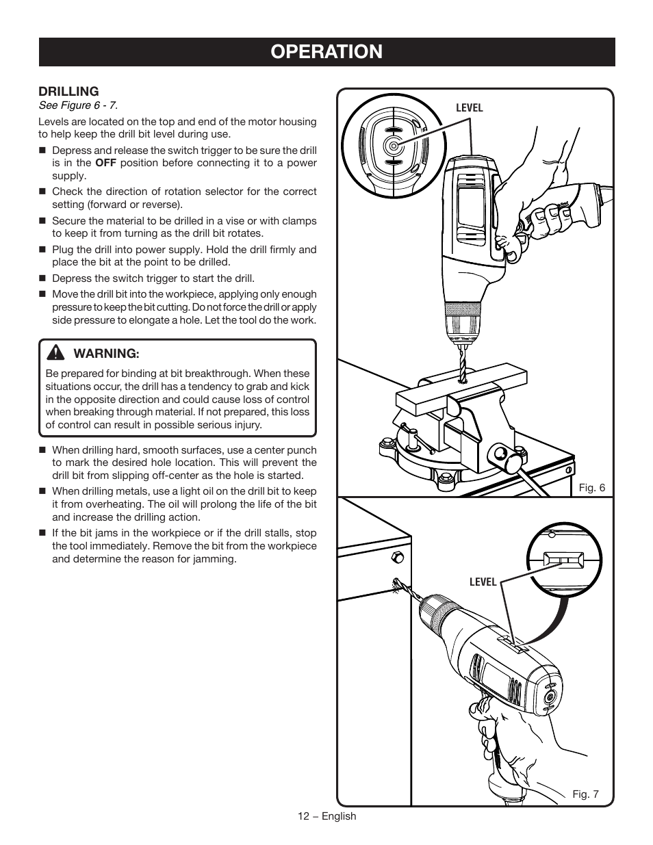 Operation | Ryobi D41K User Manual | Page 12 / 16