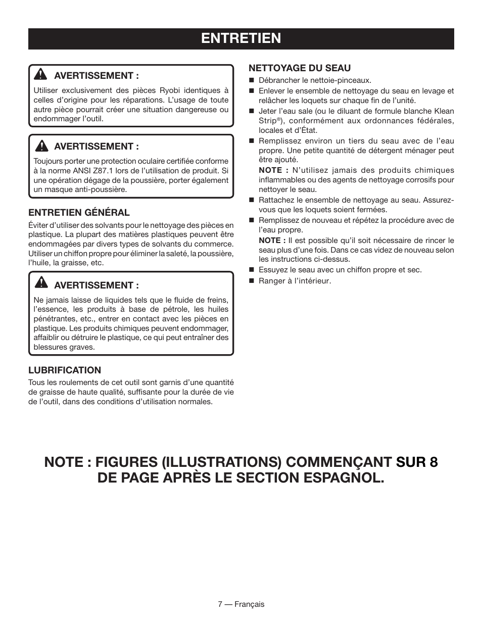 Entretien | Ryobi BC400 User Manual | Page 13 / 24