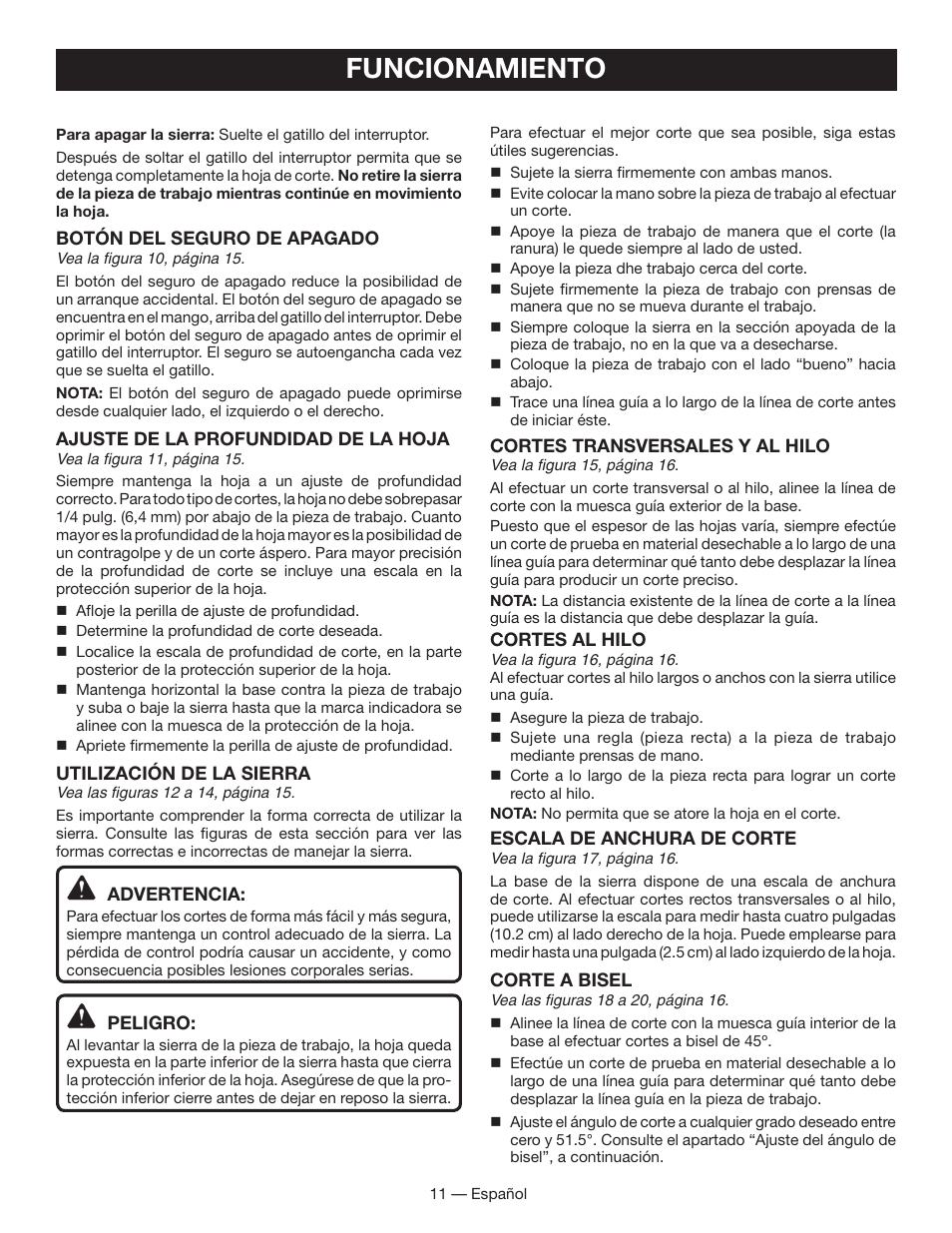 Funcionamiento | Ryobi P501 User Manual | Page 35 / 44