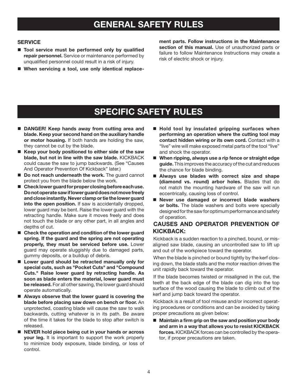 General safety rules specific safety rules | Ryobi P501 User Manual | Page 4 / 44